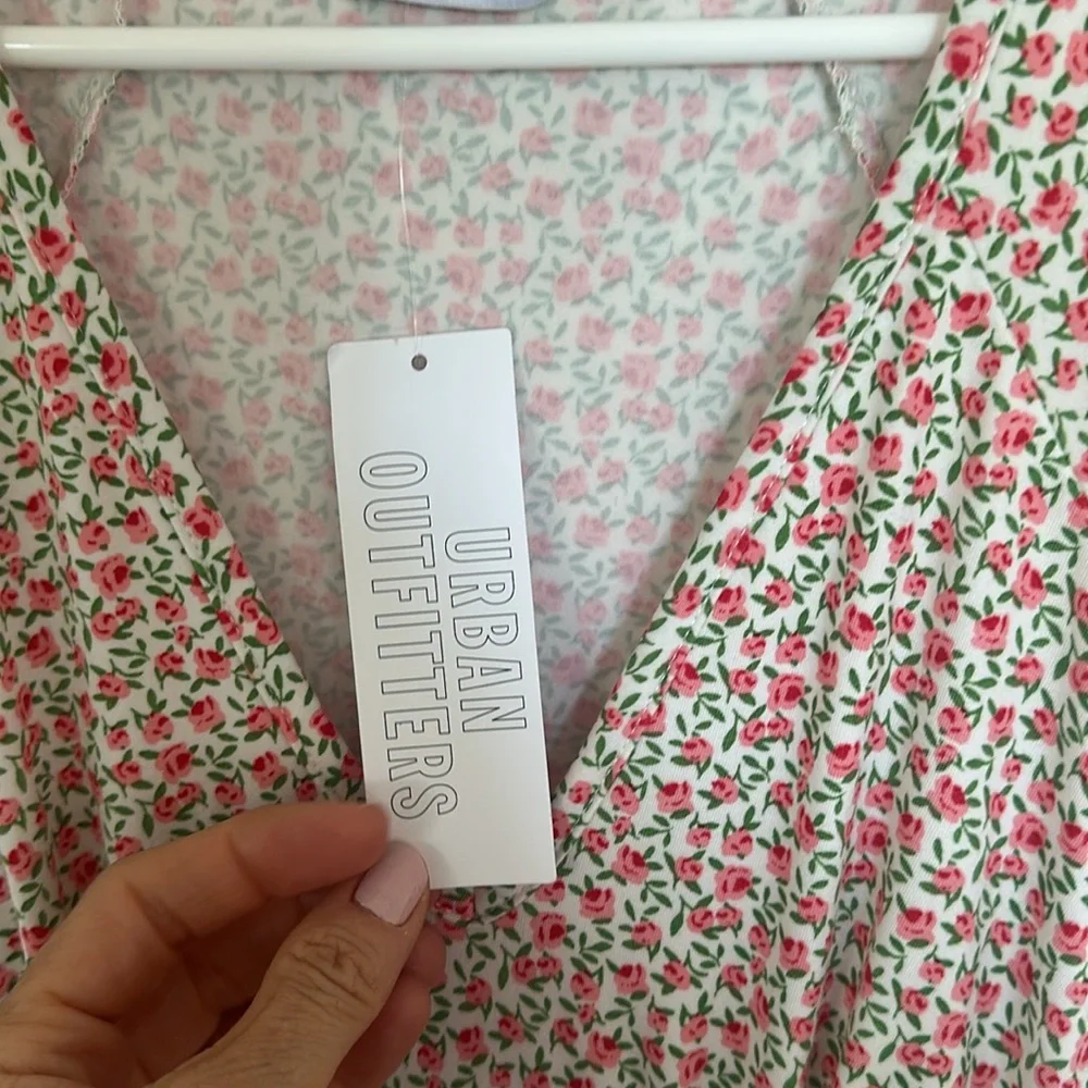 NEW Urban Outfitters Julia Ruffle Mini Dress nwt floral - Picture 3 of 7